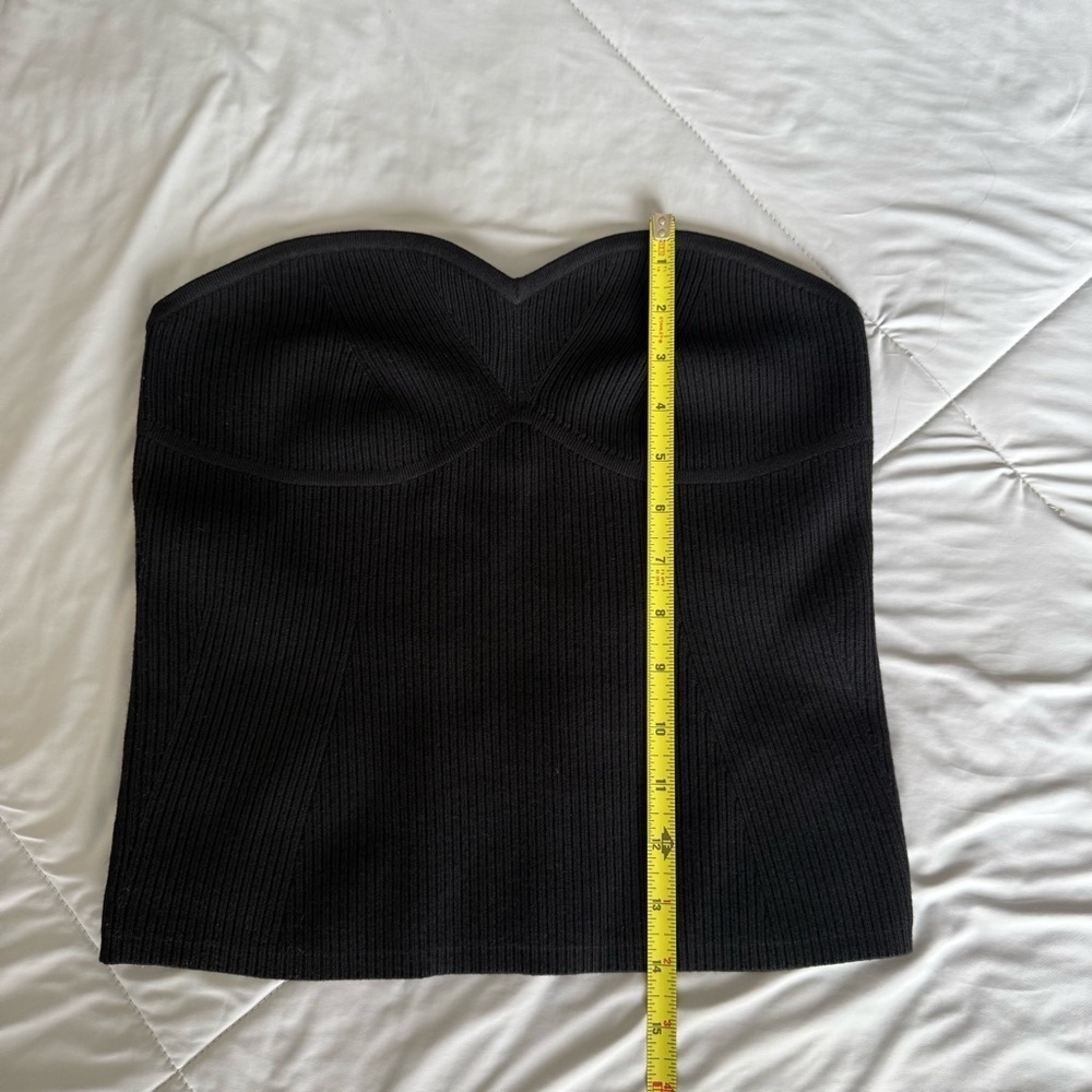 Derek Lam Black Knit Sleeveless Bandeau Top Sweetheart Neckline - Picture 2 of 8